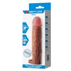 7,6 cm Dolgulu Premium Melez Rengi Silikon Penis Kılıfı - Gerd