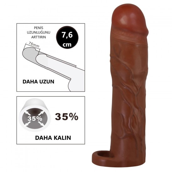7,6 cm Dolgulu Premium Melez Rengi Silikon Penis Kılıfı - Gerd 7,6 cm Dolgulu Premium Melez Rengi Silikon Penis Kılıfı - Gerd
