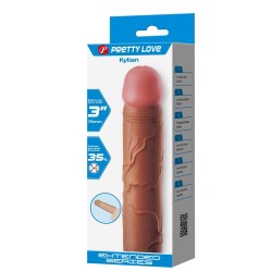 7,6 cm Dolgulu Premium Melez Rengi Silikon Penis Kılıfı - Kylian