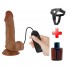 19,4 cm Belden Bağlamalı Çift Katmanlı Gerçekçi Titreşimli Dildo Vibratör Penis